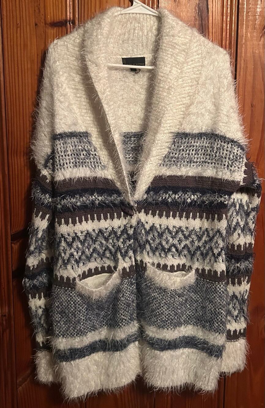 I Jeans By Buffalo Cozy Cardigan Size L Poly/Wool Blend 1 Button Pockets large